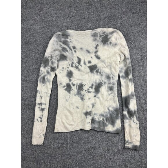 James Perse Sweater Womens 2 Gray White Tie Dye V Neck Long Sleeve Pullover - Picture 6 of 6